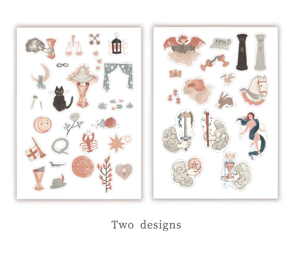 【データ販売】タロットのモチーフシールシート2枚 手帳素材