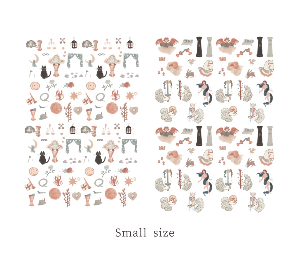 【データ販売】タロットのモチーフシールシート2枚 手帳素材