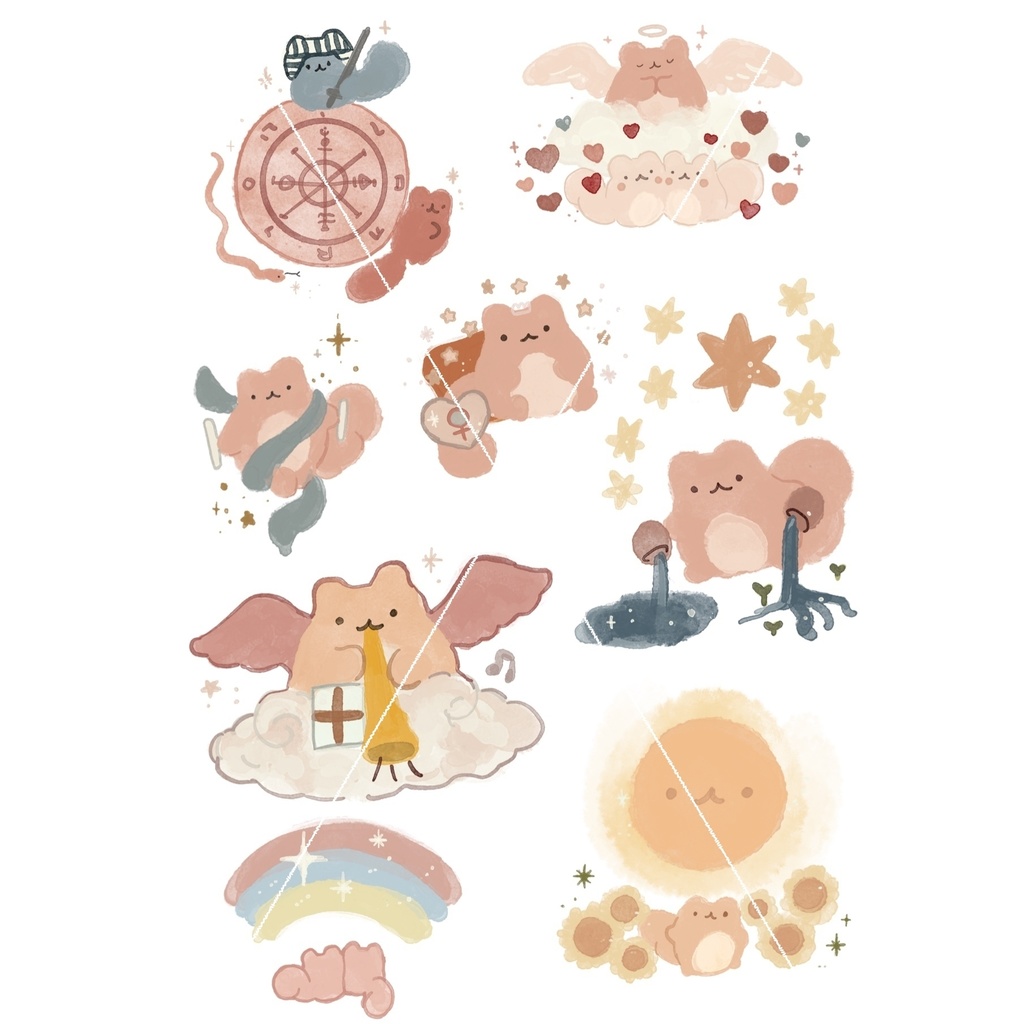 【データ販売】ぽちゃリスのジオマンシーインデックスシール | お守りタロット | こわくてかわいいウィジャボード