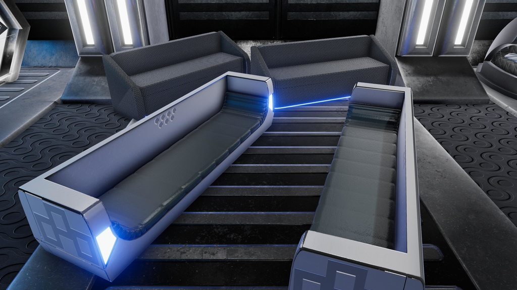 Interior sci-fi assets environment and props Low-poly 3D models / インテリアSFアセット環境・小道具 ローポリ3Dモデル