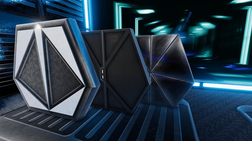 Interior sci-fi assets environment and props Low-poly 3D models / インテリアSFアセット環境・小道具 ローポリ3Dモデル