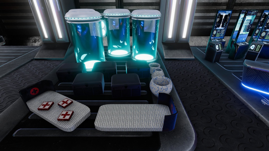 Interior sci-fi assets environment and props Low-poly 3D models / インテリアSFアセット環境・小道具 ローポリ3Dモデル