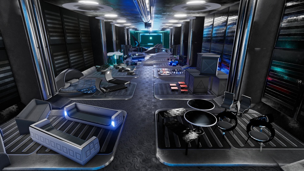 Interior sci-fi assets environment and props Low-poly 3D models / インテリアSFアセット環境・小道具 ローポリ3Dモデル