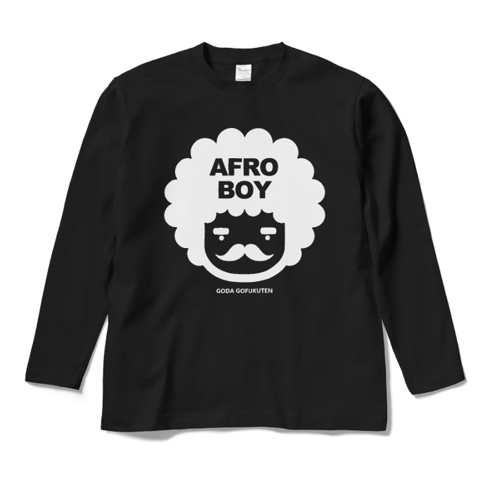 アフロ坊や ロングTシャツ ブラック