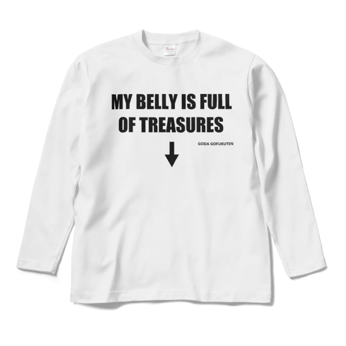 MY BELLY IS FULL OF TREASURES ロングTシャツ ホワイト