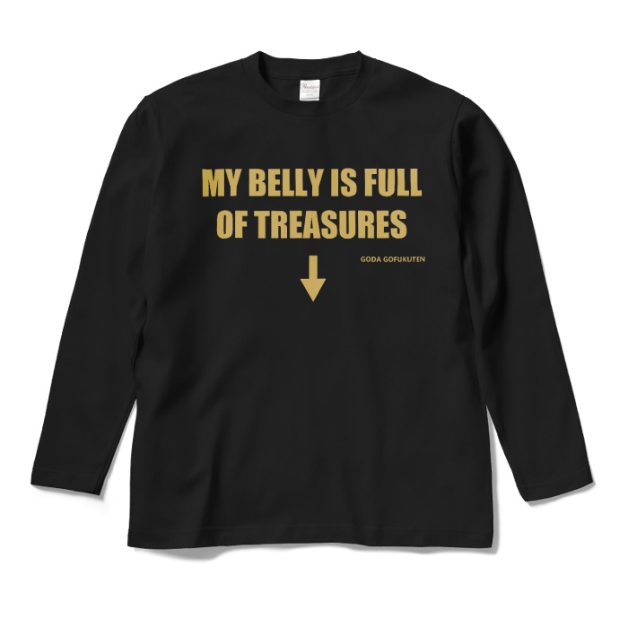MY BELLY IS FULL OF TREASURES ロングTシャツ ブラック