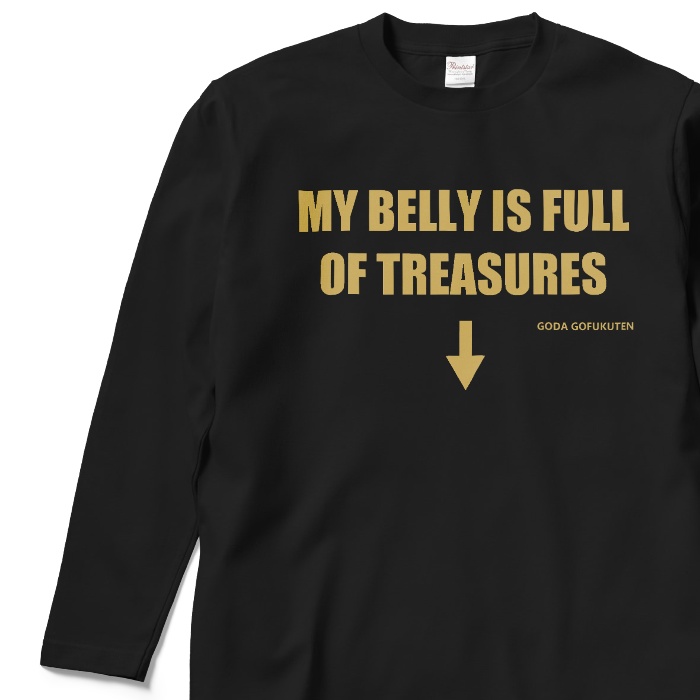 MY BELLY IS FULL OF TREASURES ロングTシャツ ブラック
