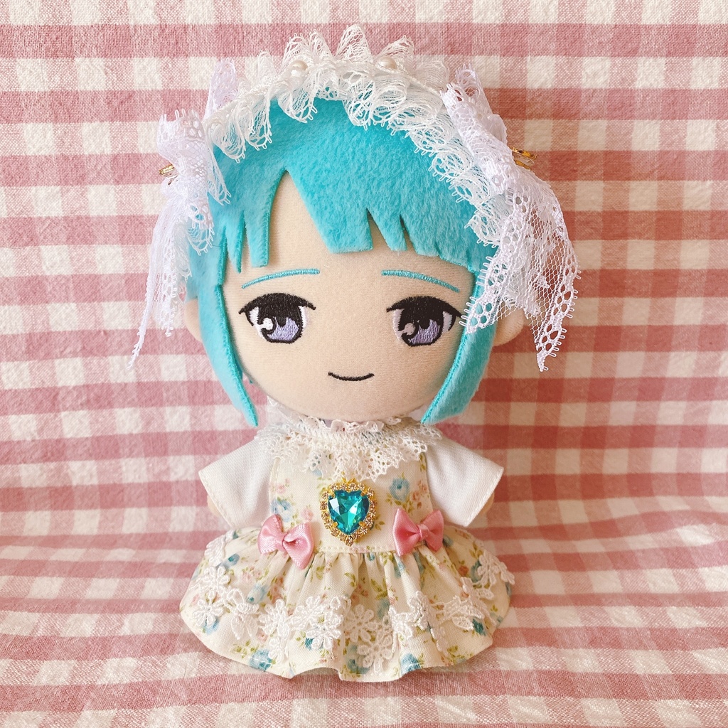 水色ローズ柄♡ワンピース&ヘッドドレスset