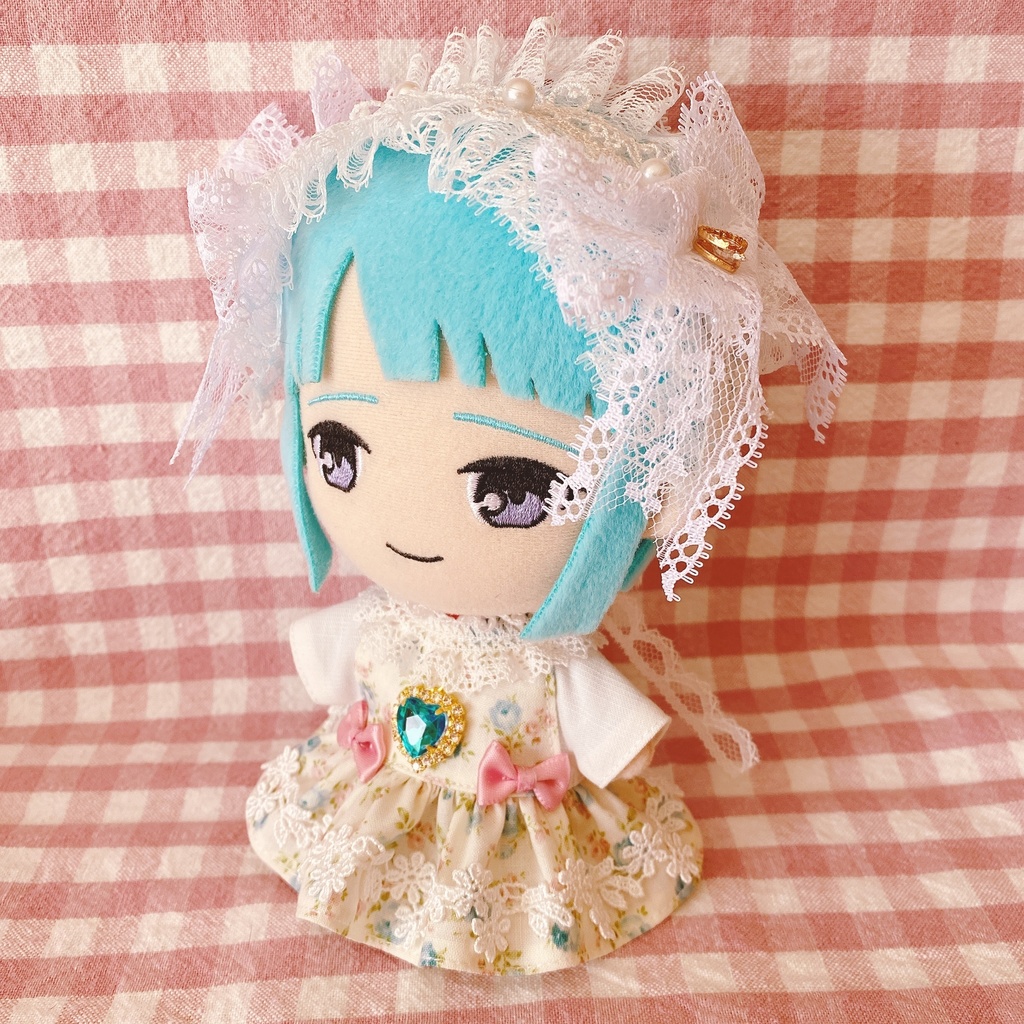 水色ローズ柄♡ワンピース&ヘッドドレスset