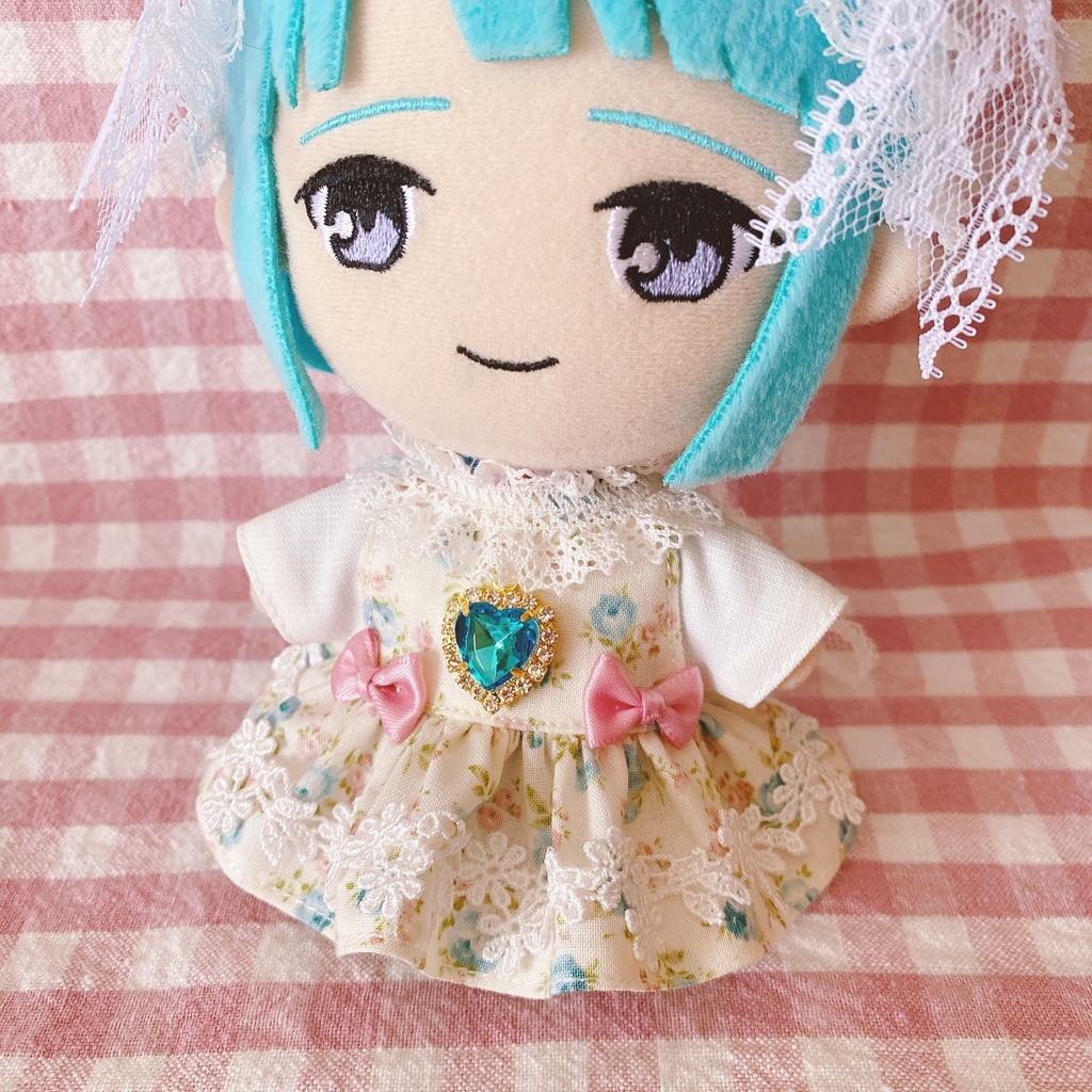 水色ローズ柄♡ワンピース&ヘッドドレスset