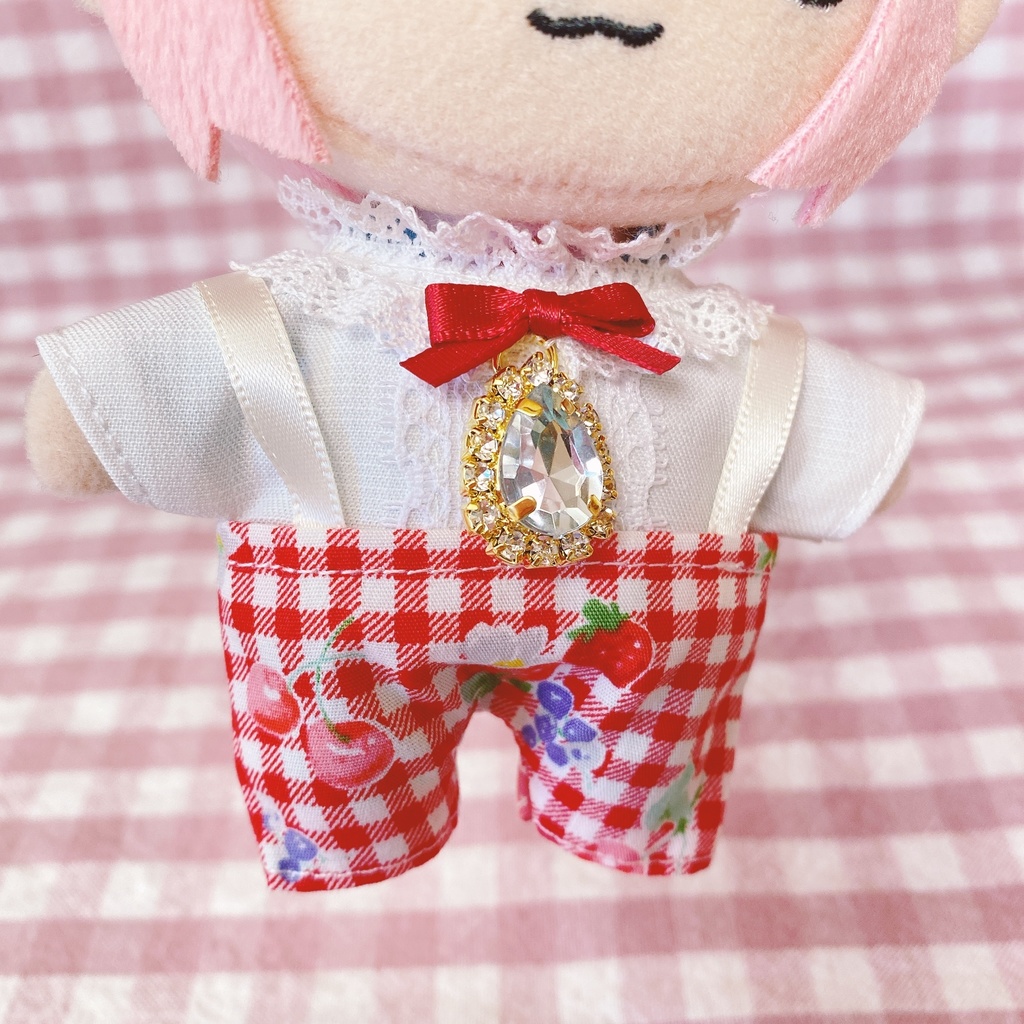 赤チェック×フルーツ柄♡トップス&ズボンset