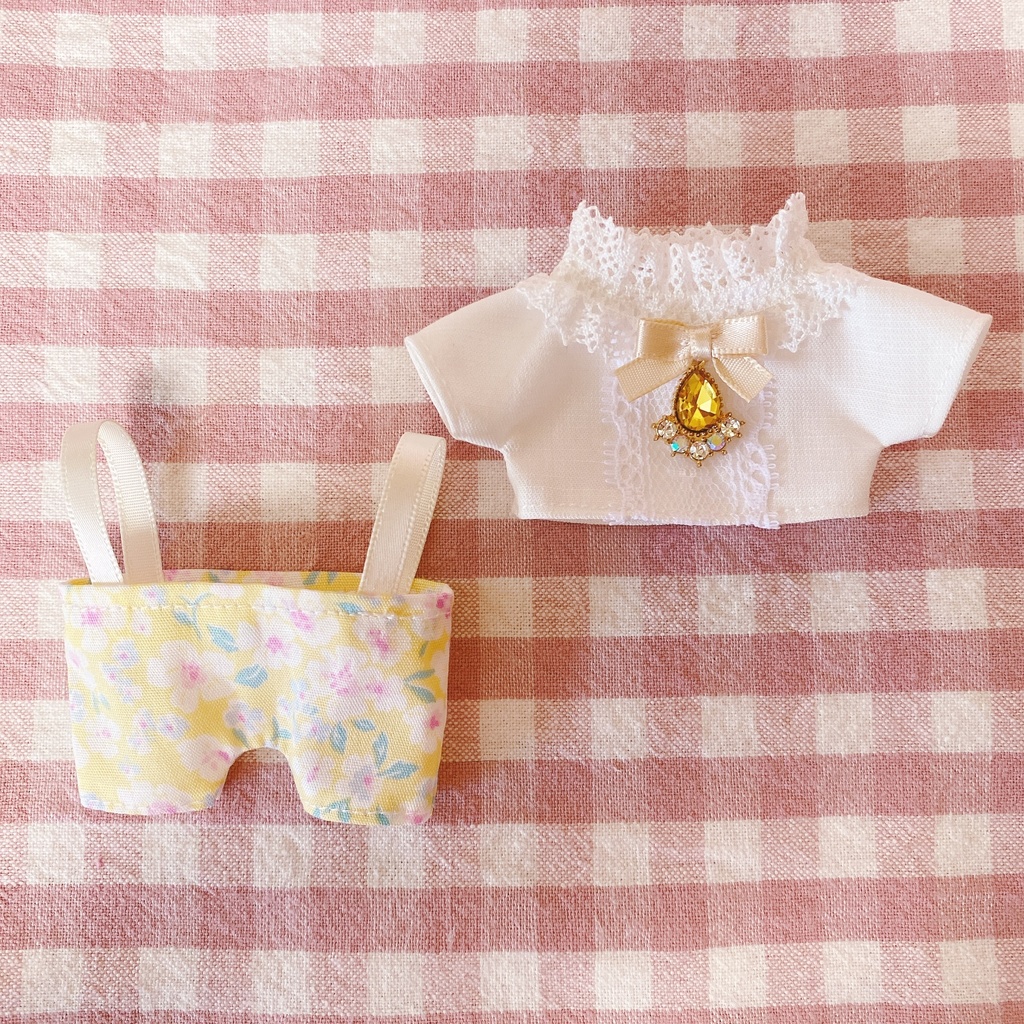 イエロー×フラワー柄♡トップス&ズボンset