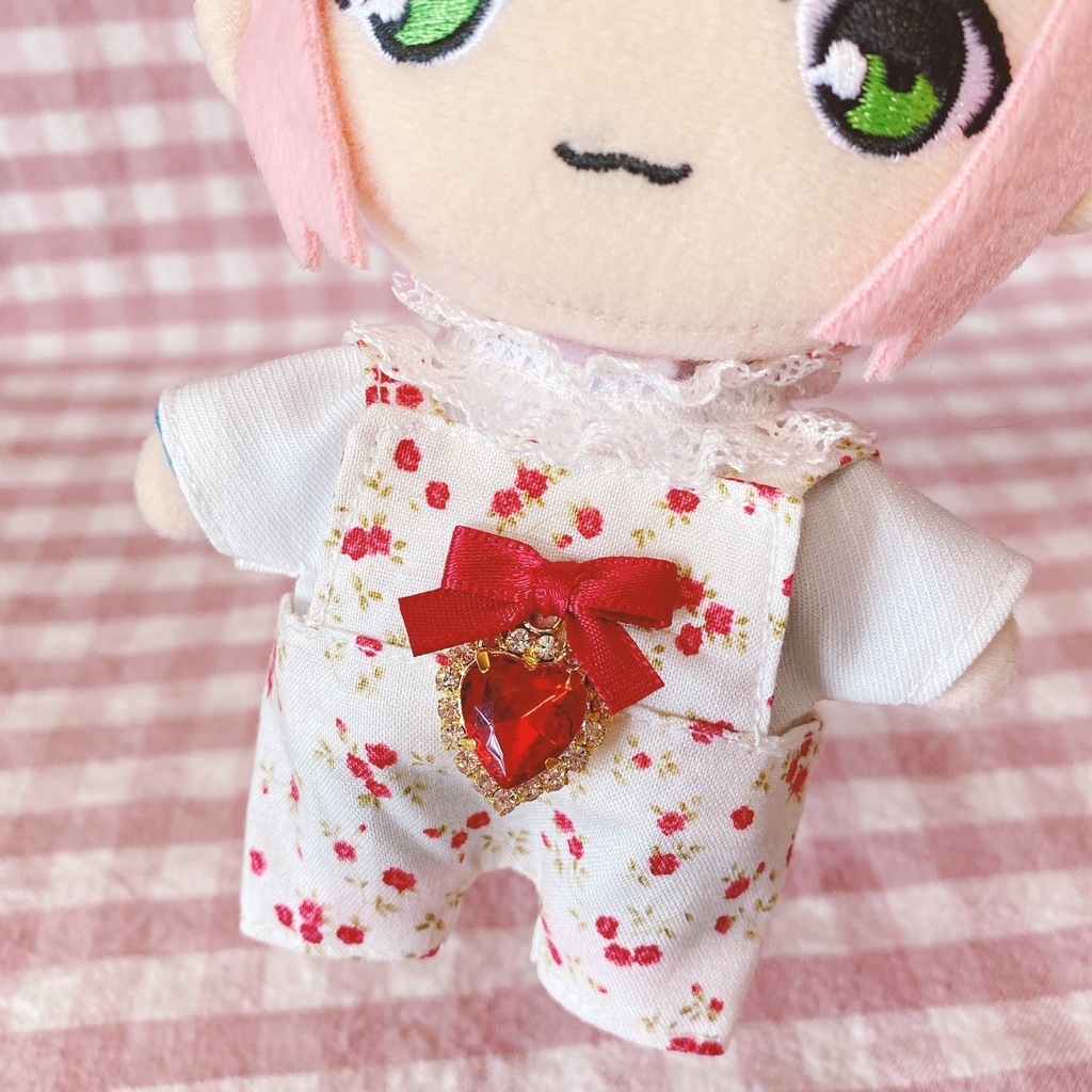 赤い小花柄♡トップス&サロペットset