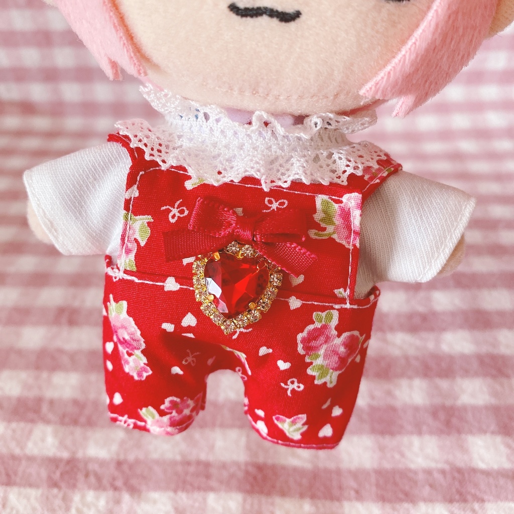 赤×フラワー柄♡トップス&サロペットset