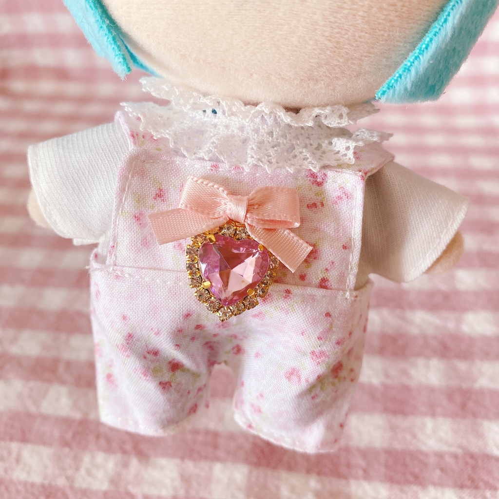 ピンクプチローズ柄♡トップス&サロペットset