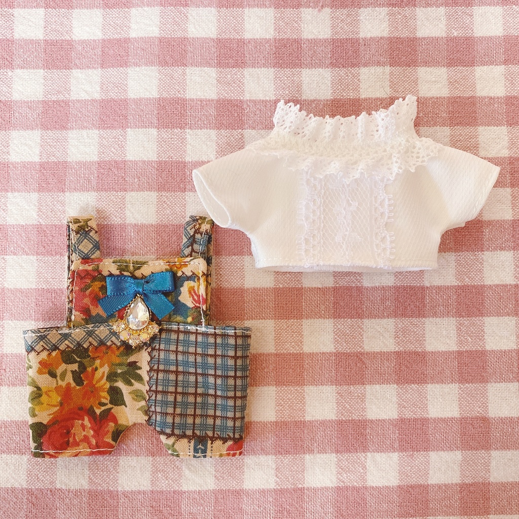 秋色パッチワーク柄♡トップス&サロペットset