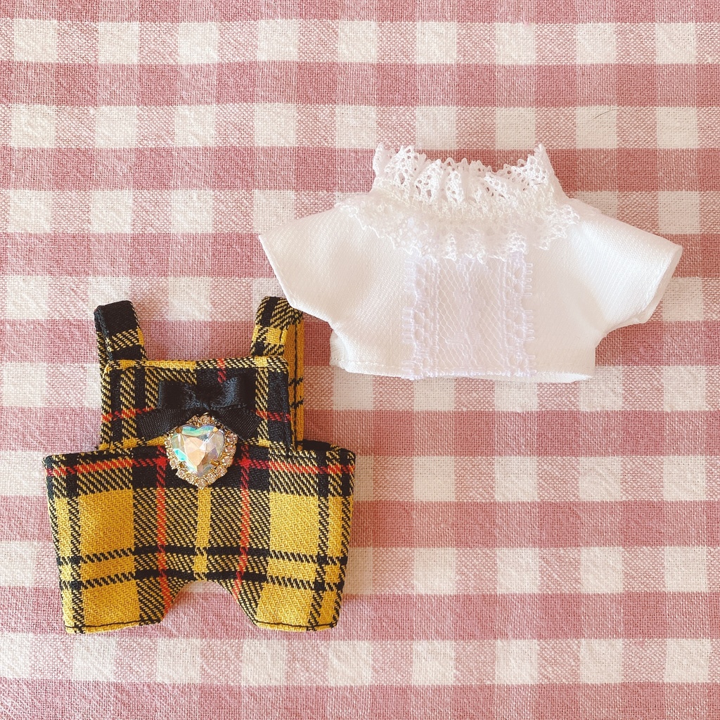 イエロータータンチェック柄♡トップス&サロペットset