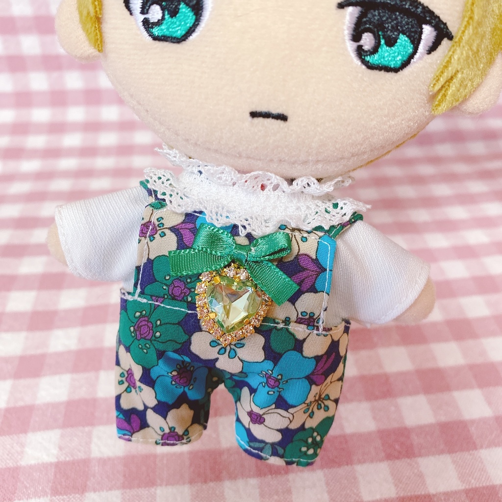 グリーン系フラワー柄♡トップス&サロペットset