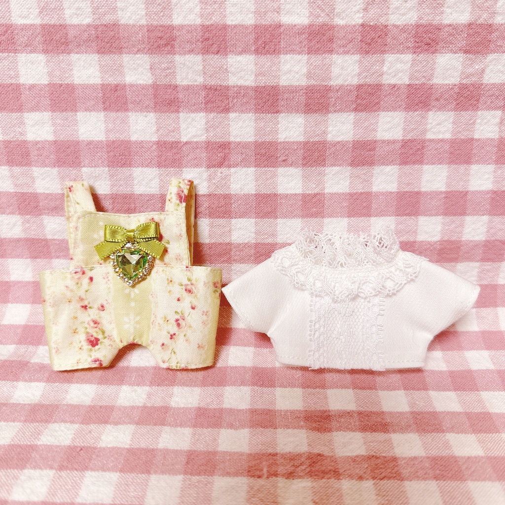 グリーン×ローズ柄♡トップス&サロペットset