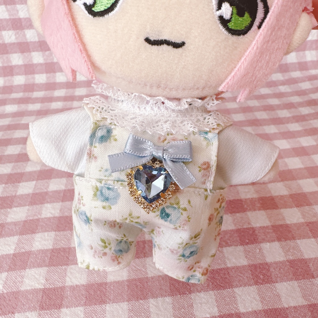 水色ローズ柄♡トップス&サロペットset