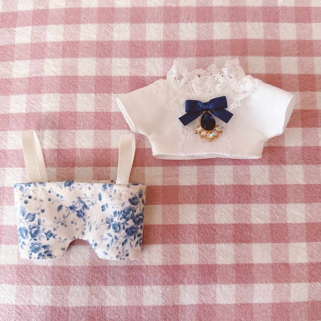 ブルーローズ柄♡トップス&ズボンset