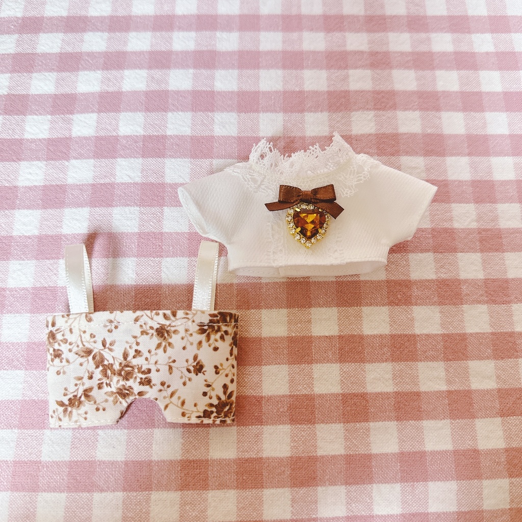 ブラウンローズ柄♡トップス&ズボンset