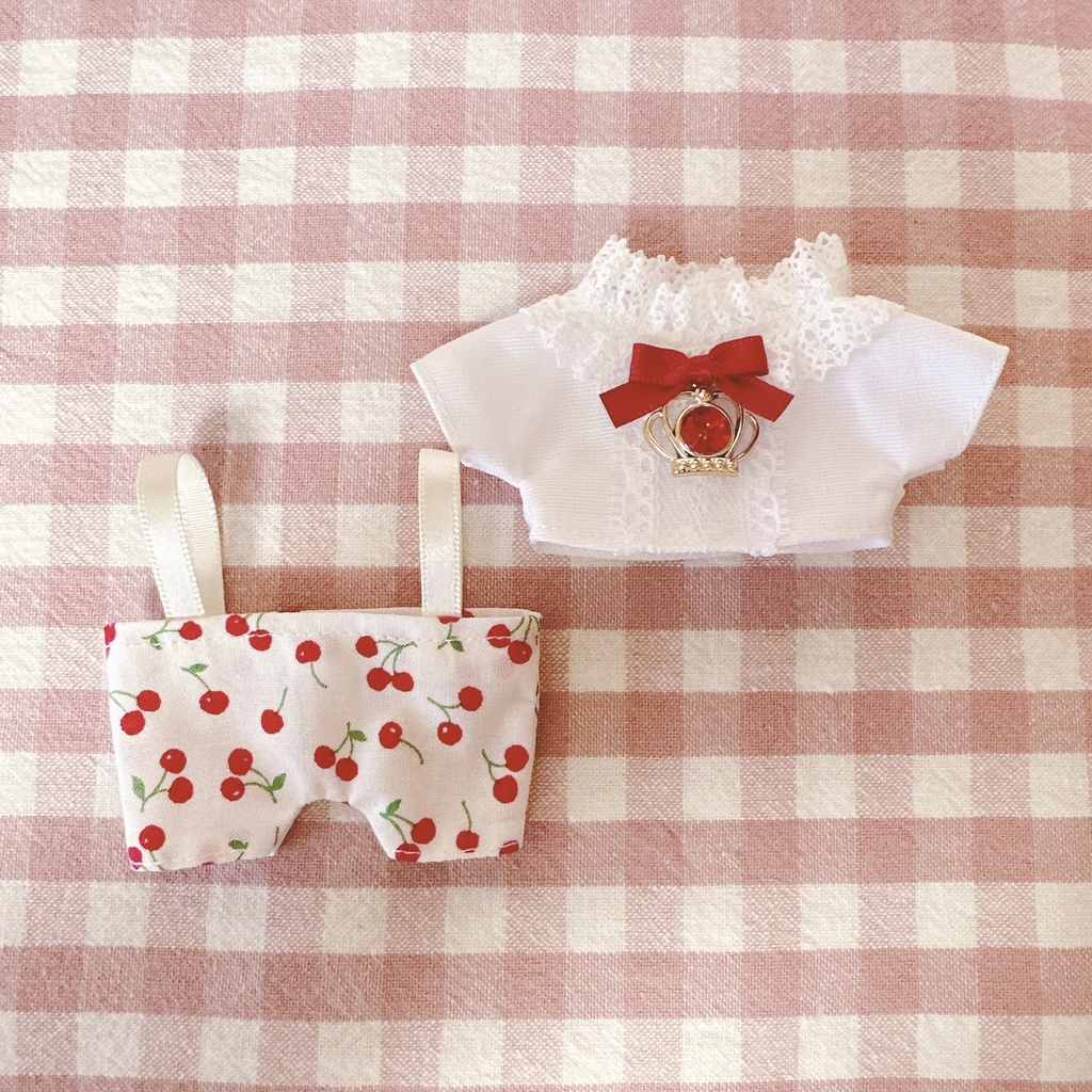 白×チェリー柄♡トップス&ズボンset