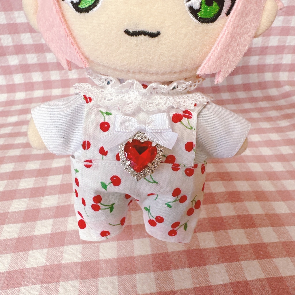 白×チェリー柄♡トップス&サロペットset