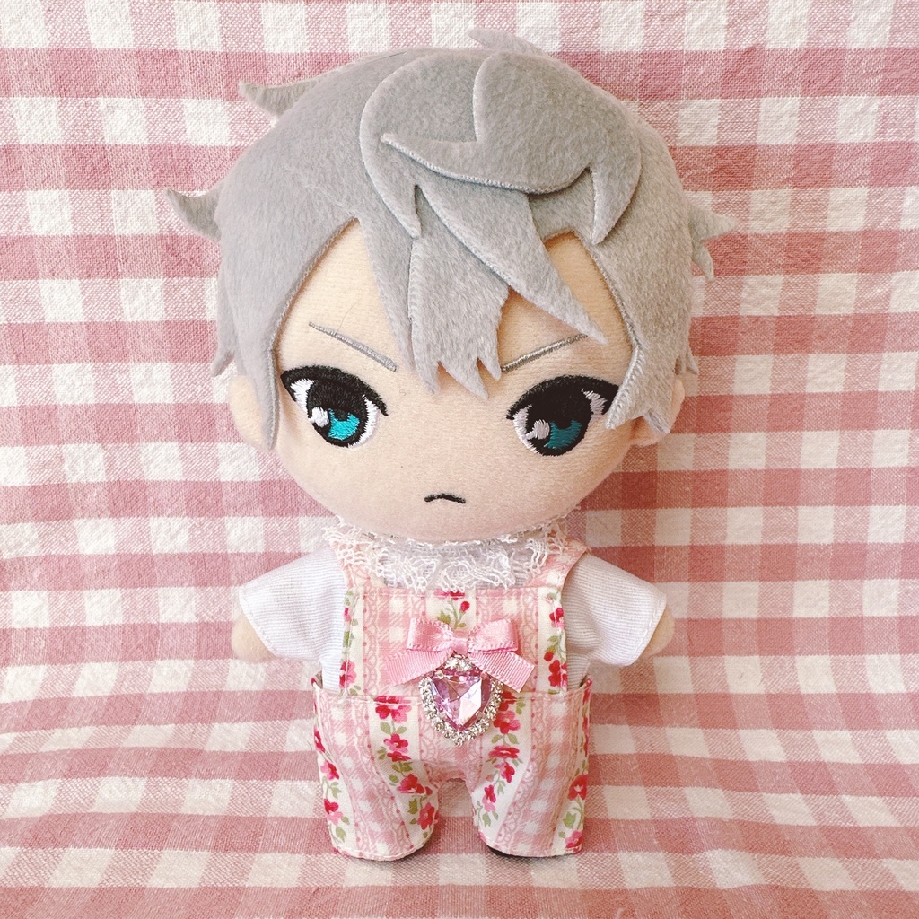 ピンクチェックフラワー柄♡トップス&サロペットset