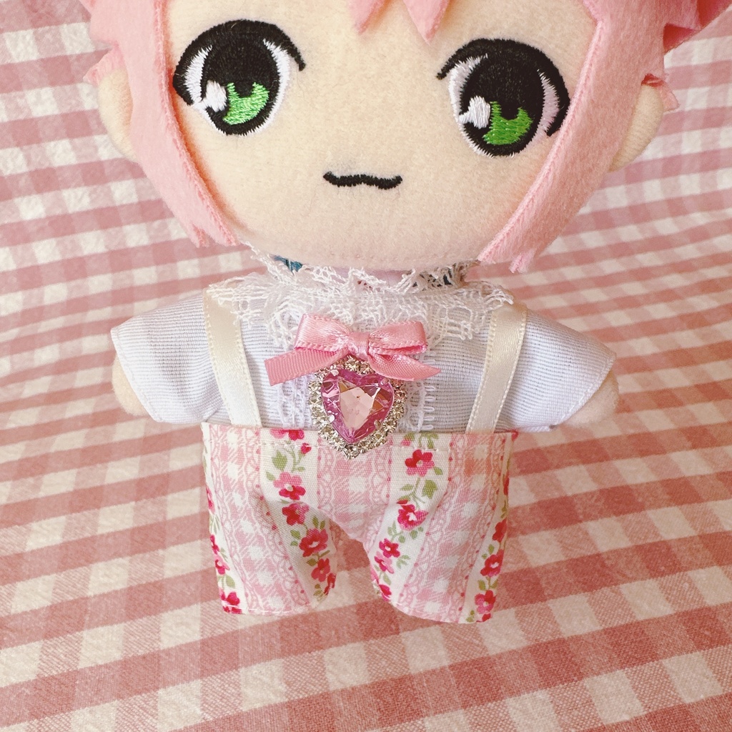 ピンクチェックフラワー柄♡トップス&ズボンset