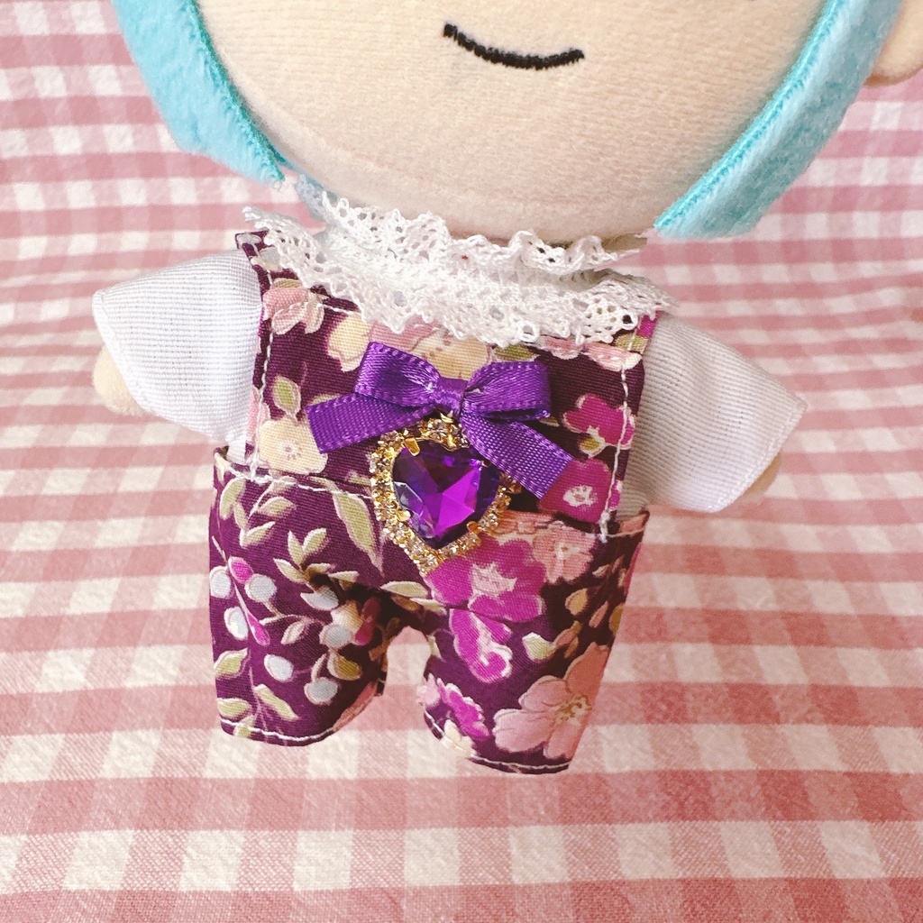 パープル×フラワー柄♡トップス&サロペットset