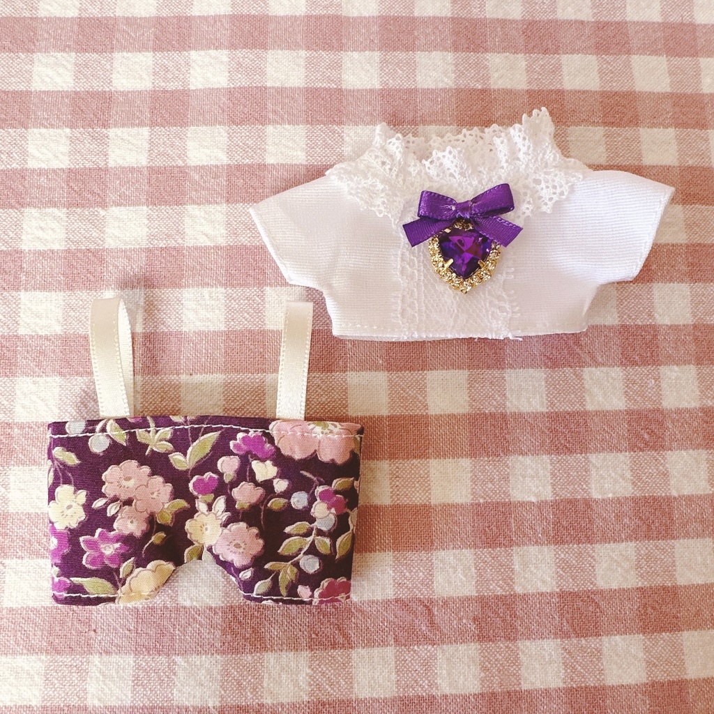 パープル×フラワー柄♡トップス&ズボンset