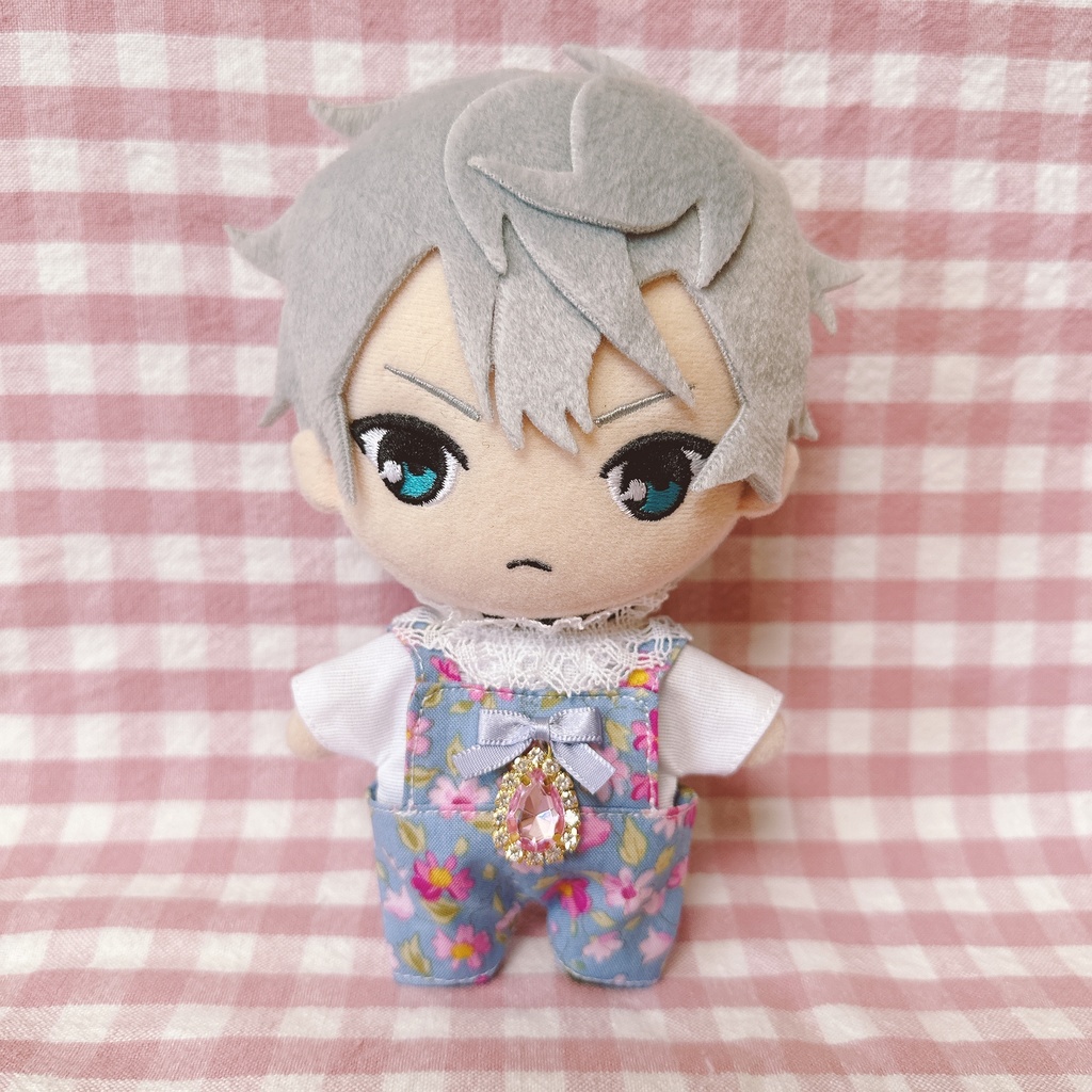 ブルー×ピンクフラワー柄♡トップス&サロペットset