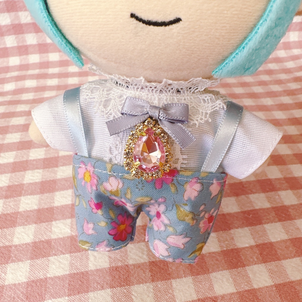 ブルー×ピンクフラワー柄♡トップス&ズボンset