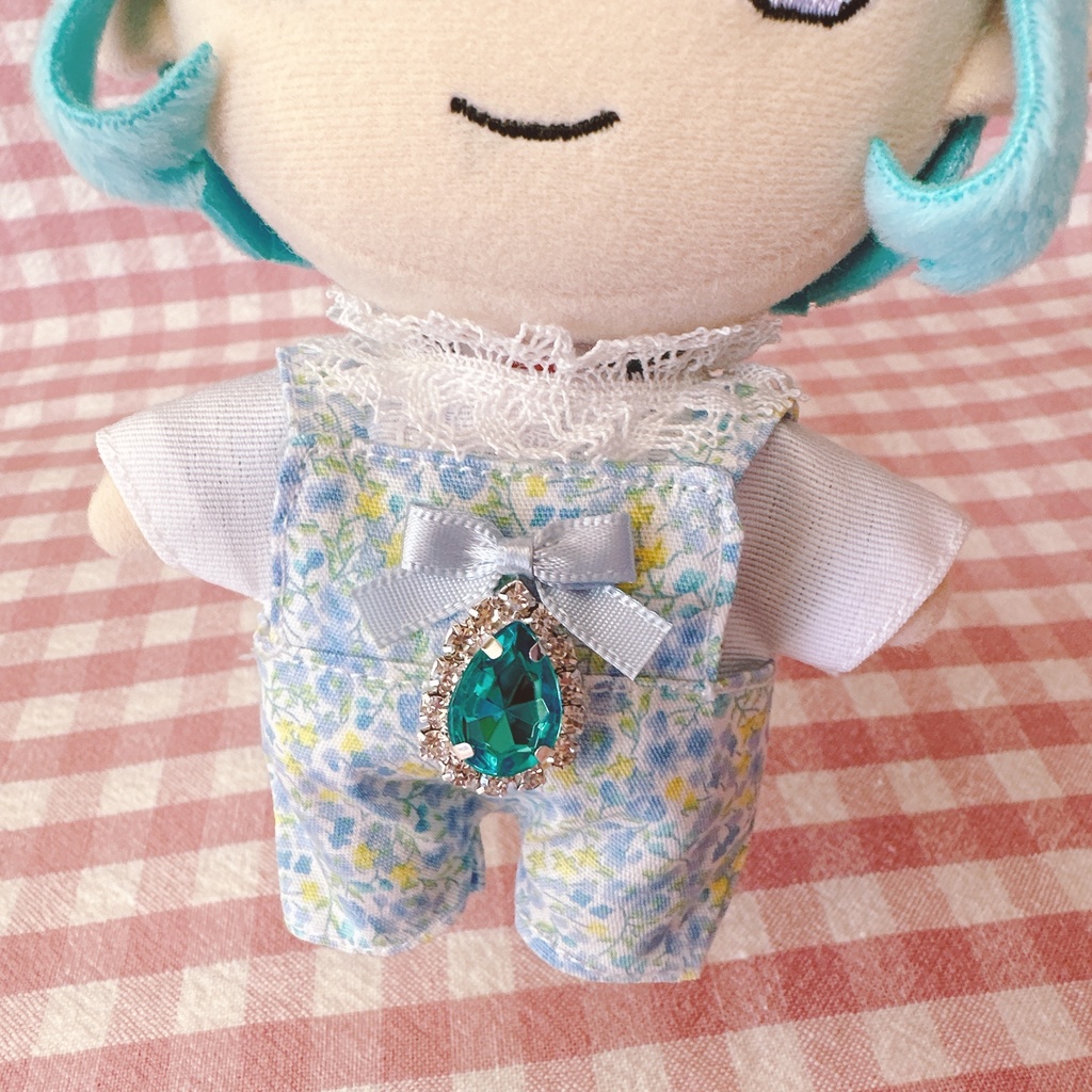 水色フラワー柄♡トップス&サロペットset