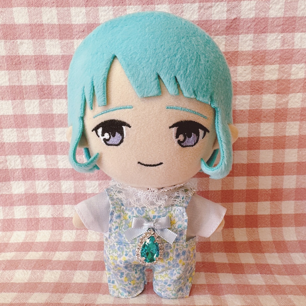水色フラワー柄♡トップス&サロペットset