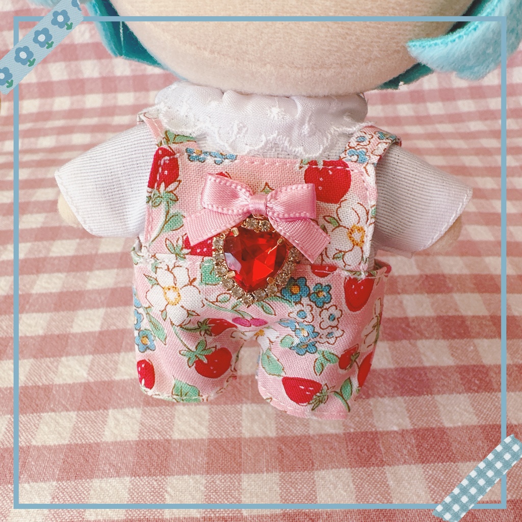 ピンク×イチゴ柄♡トップス&サロペットset