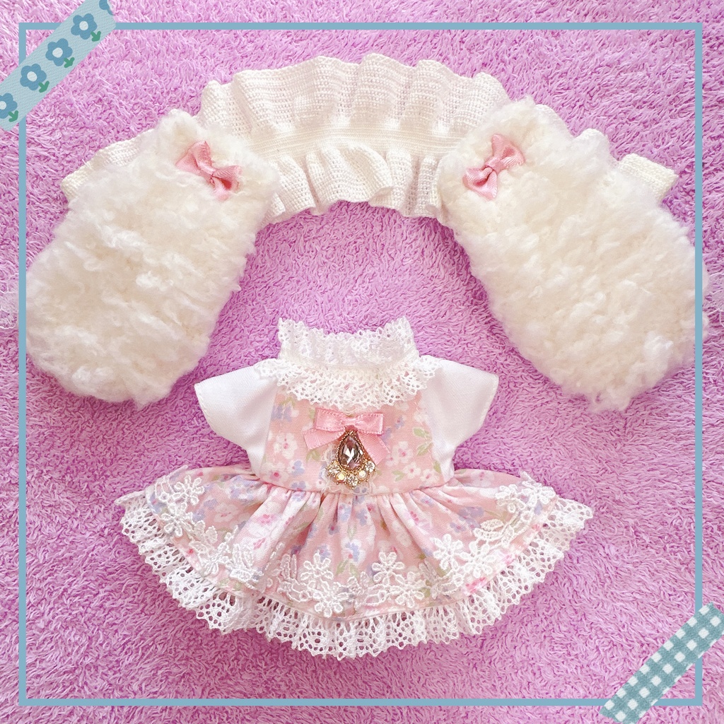 ピンク×フラワー柄♡ワンピース&ヘッドドレスset