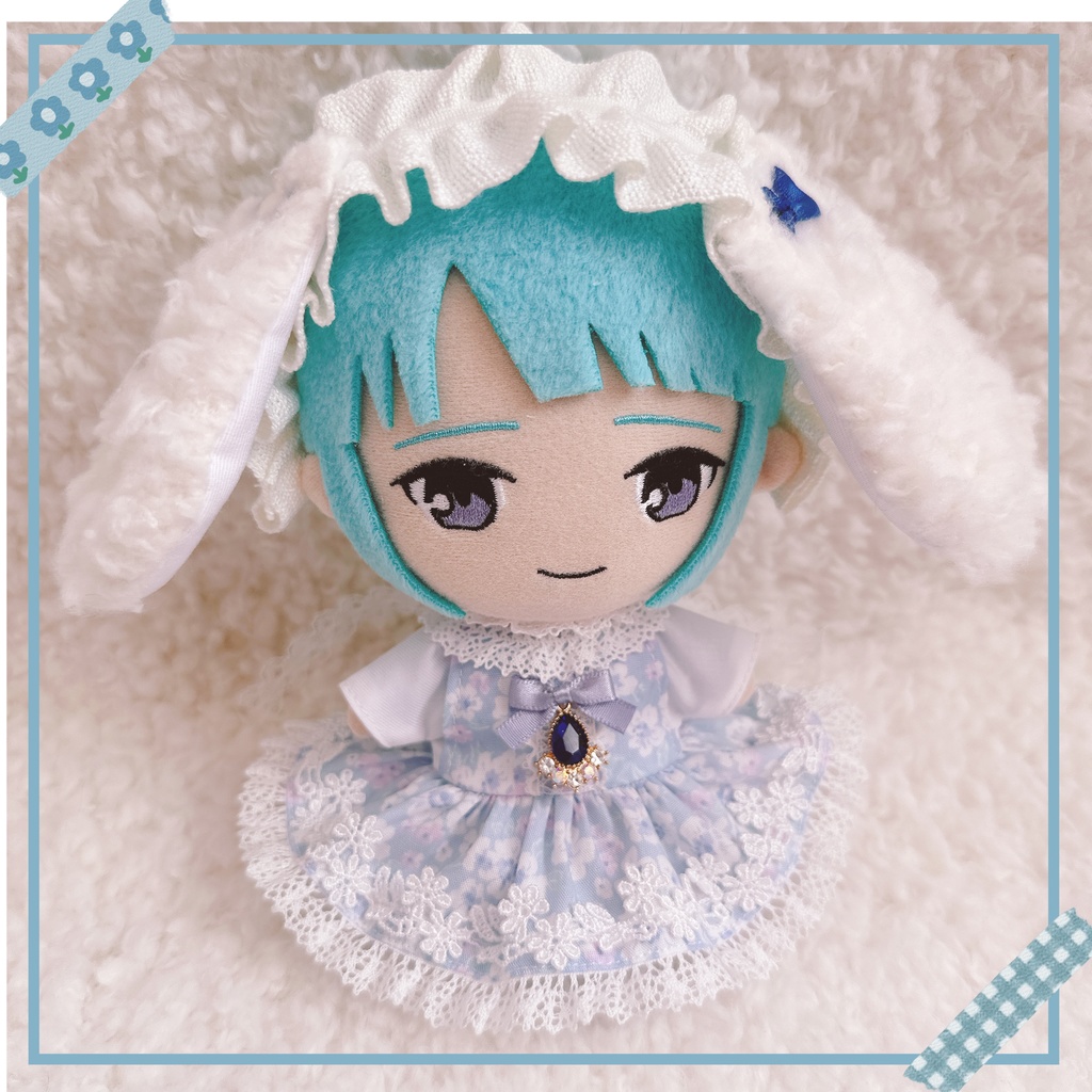 ブルー×フラワー柄♡ワンピース&ヘッドドレスset