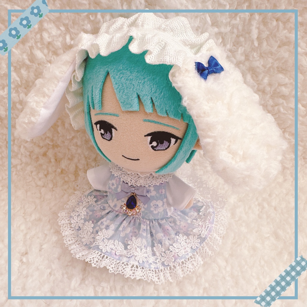 ブルー×フラワー柄♡ワンピース&ヘッドドレスset