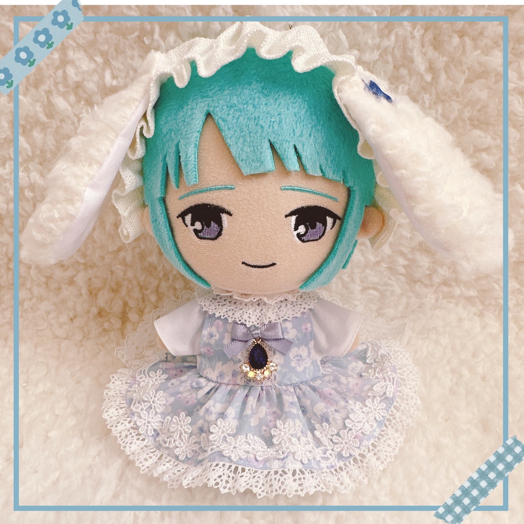 ブルー×フラワー柄♡ワンピース&ヘッドドレスset