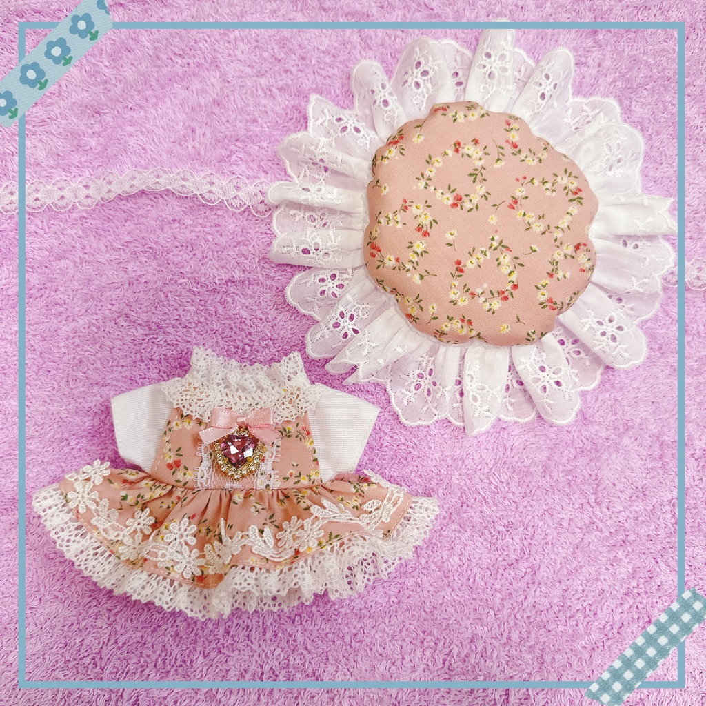 ピンク×フラワー柄♡ワンピース&ヘッドドレスset