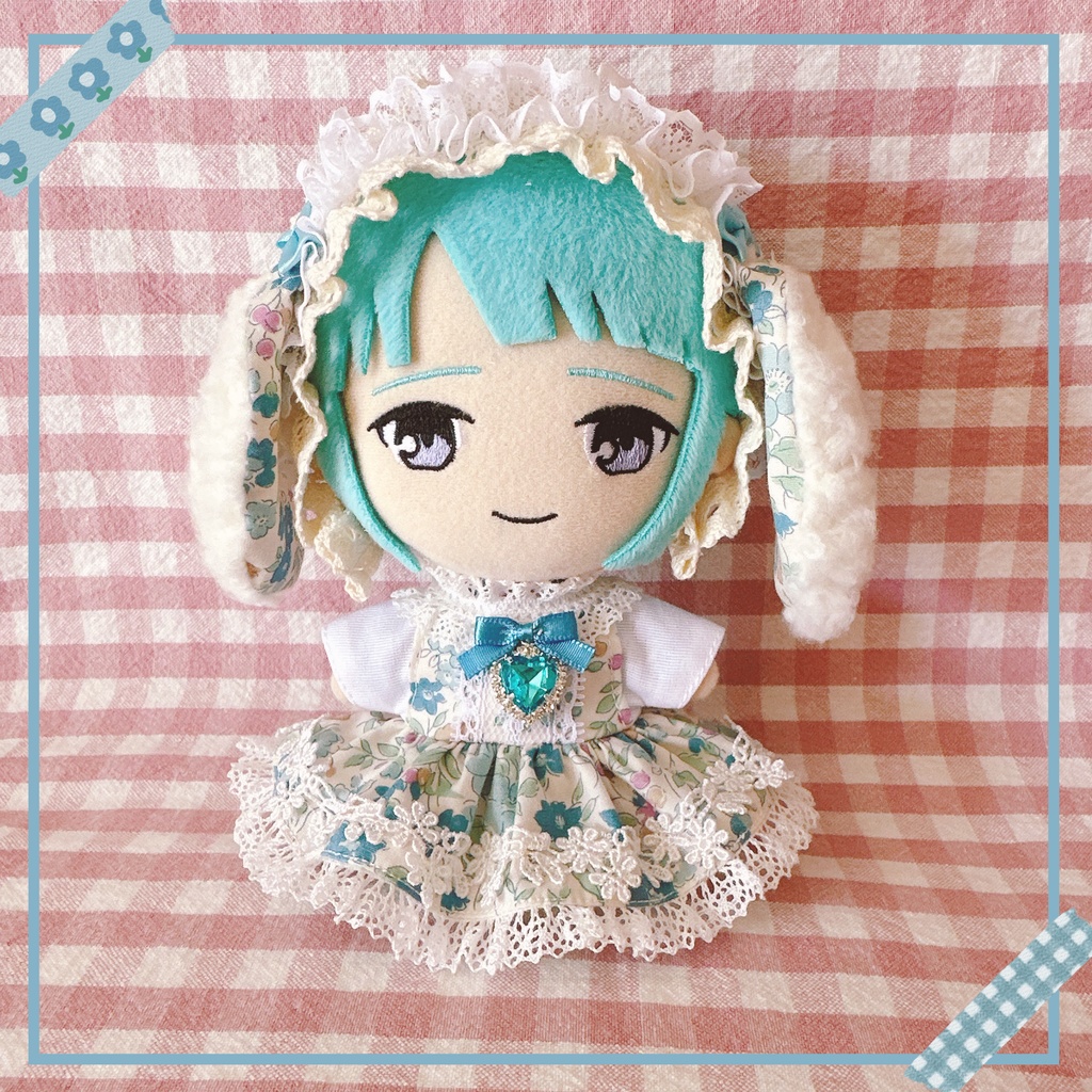 ブルーフラワー柄♡ワンピース&ヘッドドレスset