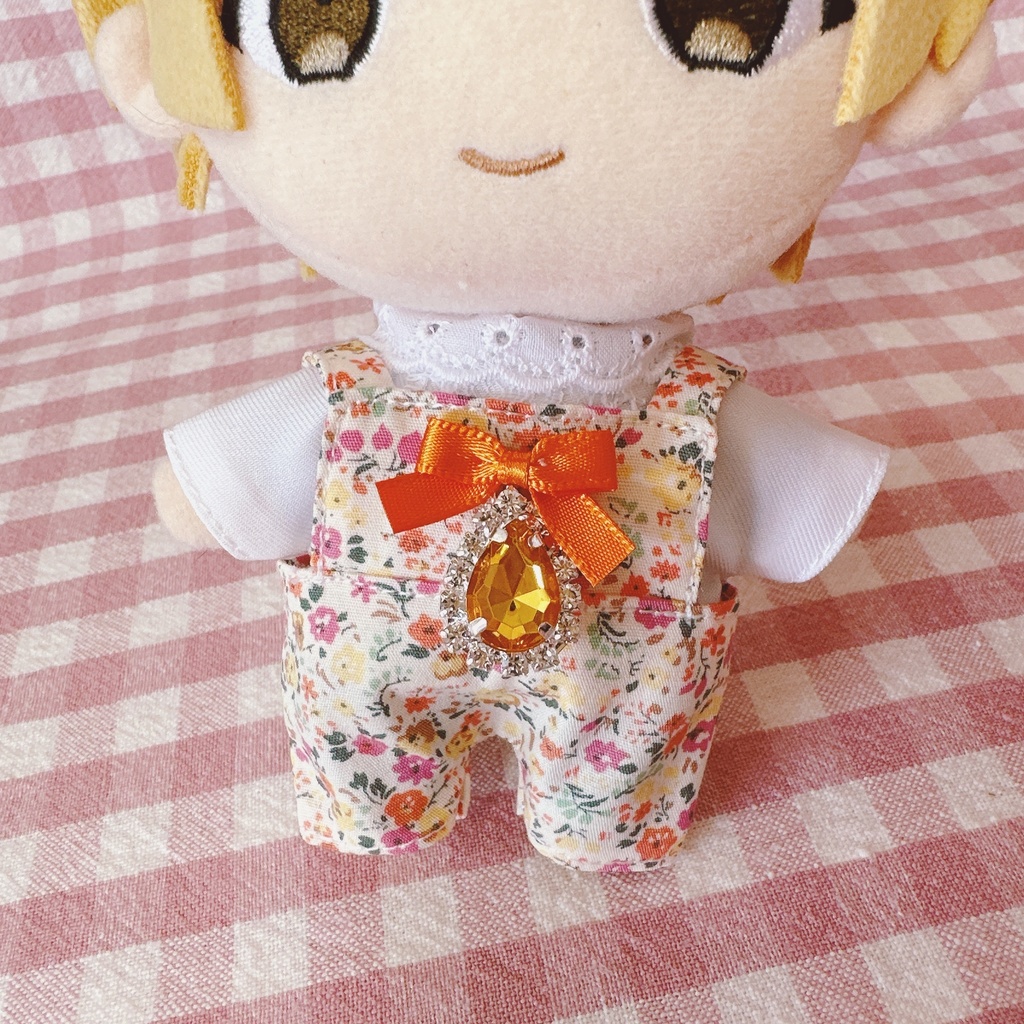 オレンジ系フラワー柄♡トップス&サロペットset