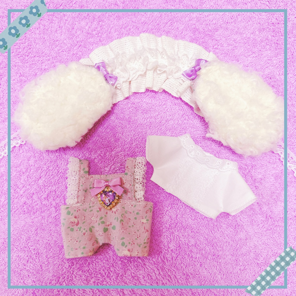 淡パープルフラワー柄♡3点set