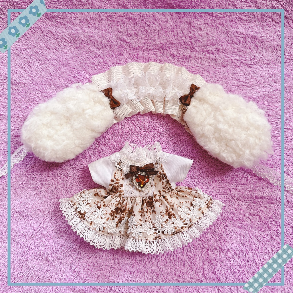 ブラウンローズ柄♡ワンピース&ヘッドドレスset