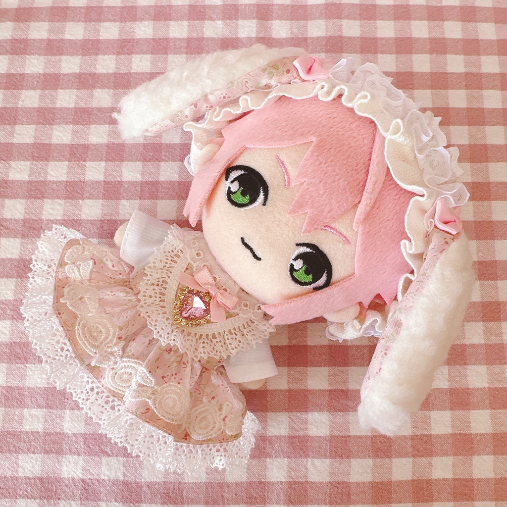 薄ピンク色フラワー柄♡ワンピース&ヘッドドレスset