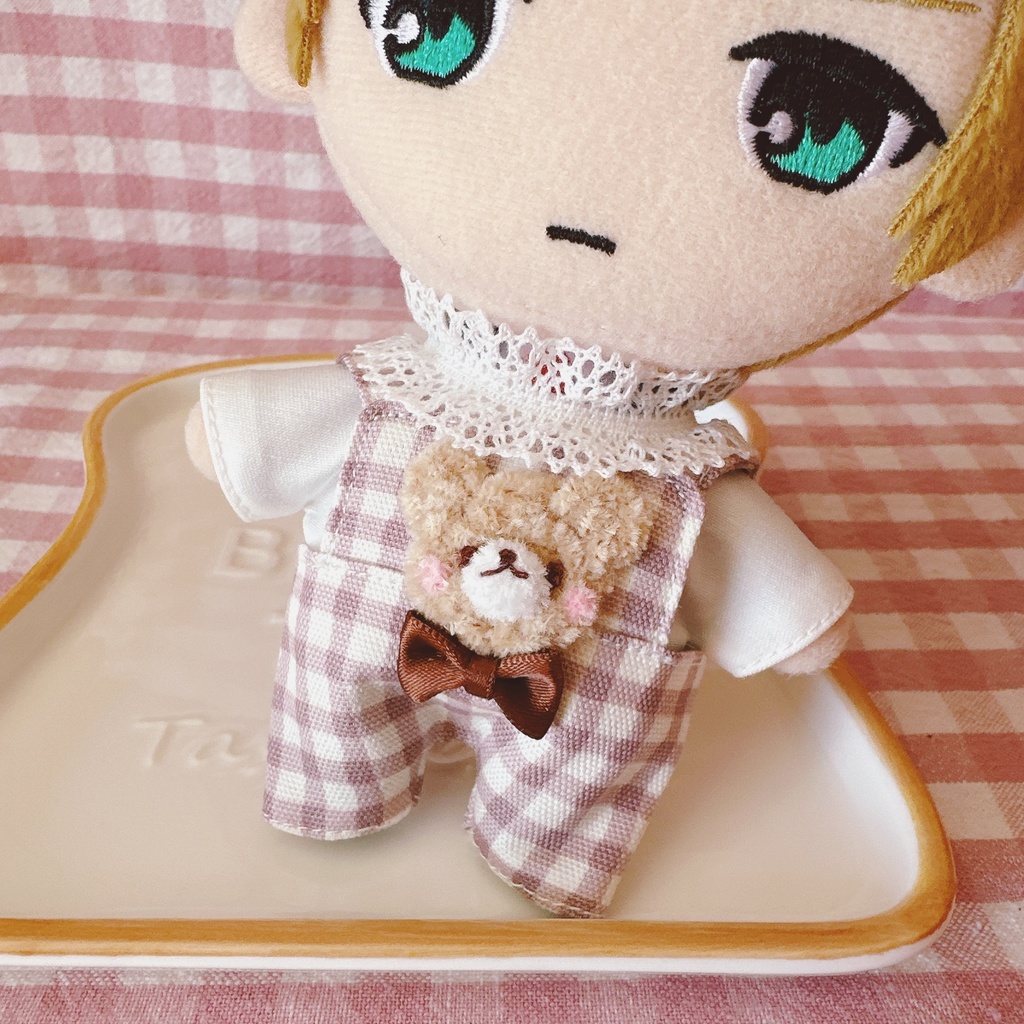 ①チェック柄くまちゃん♡トップス&サロペットset