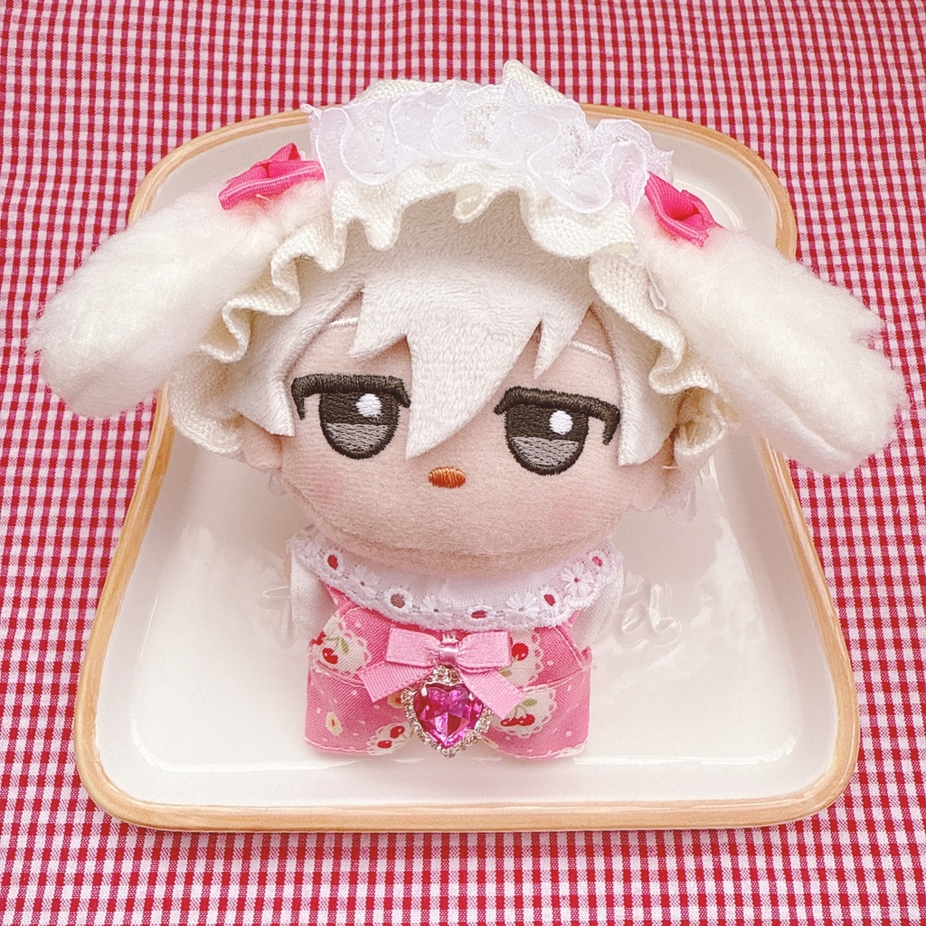 ちびぐるみサイズ☆ピンク×チェリー柄♡3点set☆ぬい服