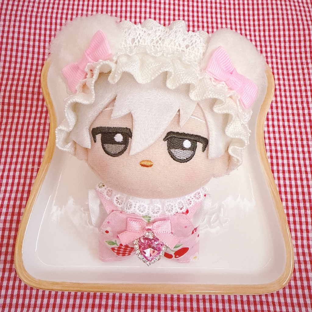 ちびぐるみサイズ☆ピンク×リンゴチェリー柄♡3点set